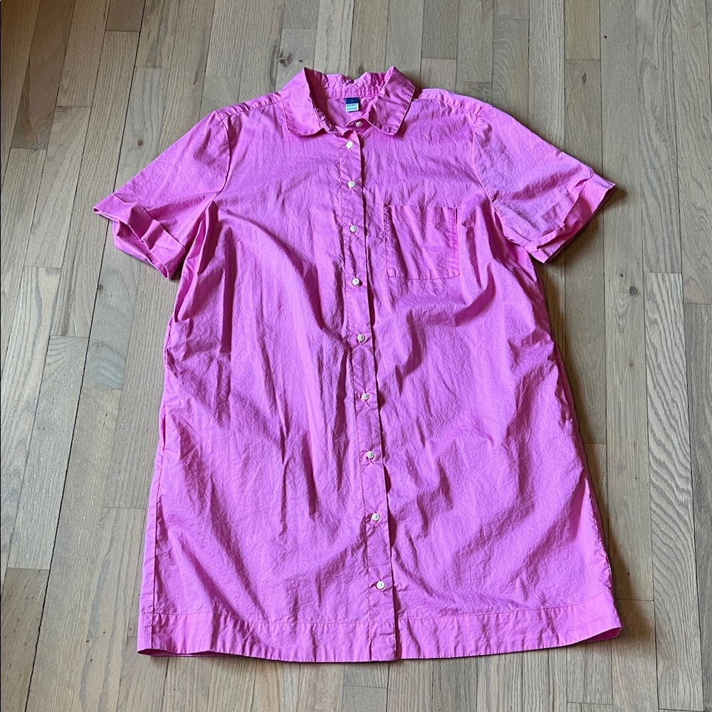 Pink Short Sleeve Button Dress